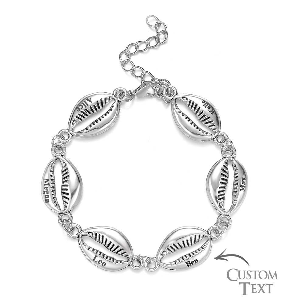Bracelet Avec Nom Personnalisé, Coque, Cadeau En Métal À La Mode - votrecollierprenomfr