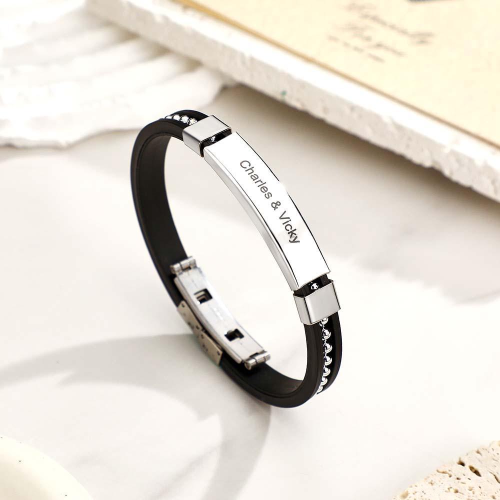Bracelet Gravé Personnalisé À La Mode Brillant Rivet Bracelet Bijoux Cadeaux Pour Hommes - votrecollierprenomfr