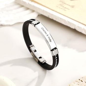 Bracelet Gravé Personnalisé À La Mode Brillant Rivet Bracelet Bijoux Cadeaux Pour Hommes - votrecollierprenomfr