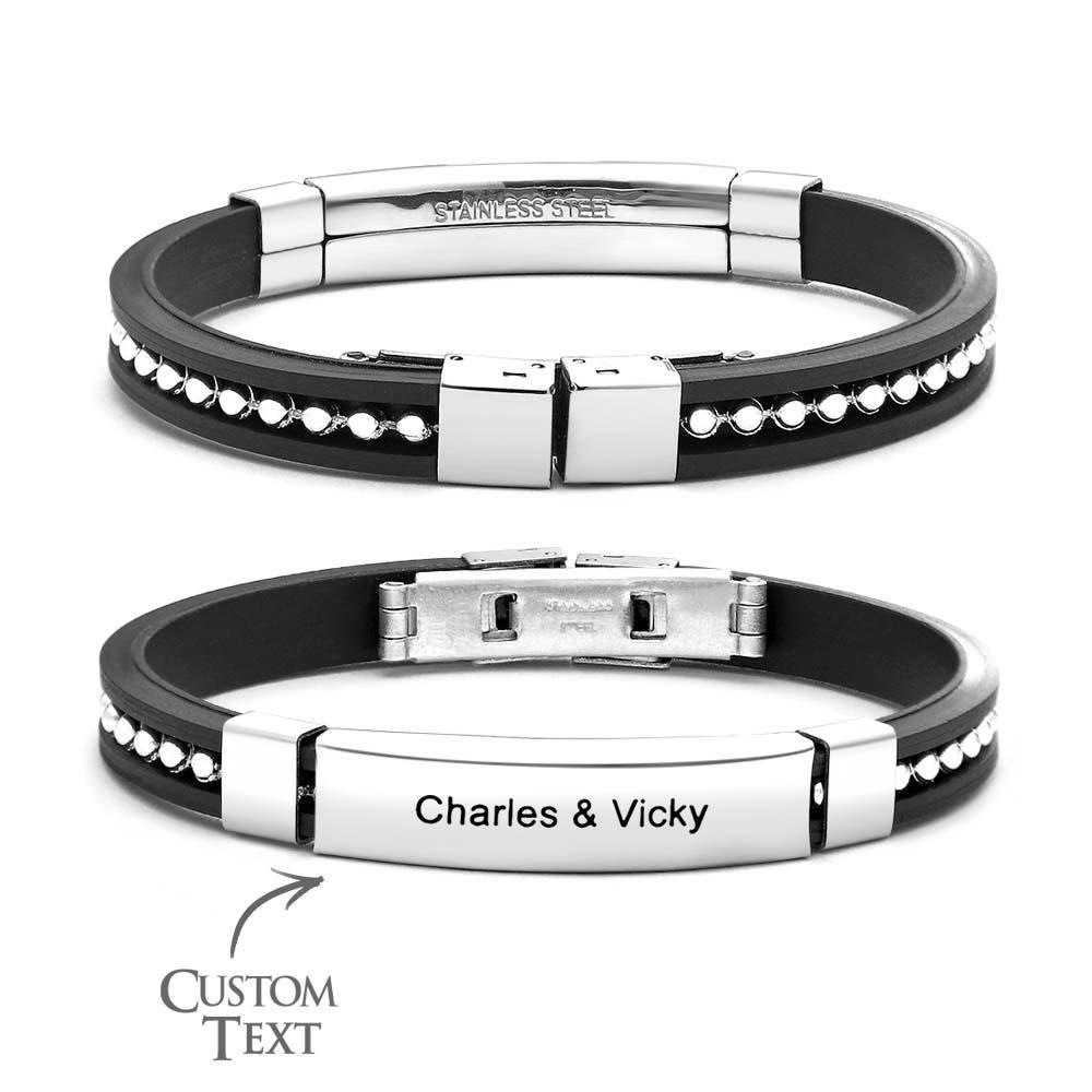 Bracelet Gravé Personnalisé À La Mode Brillant Rivet Bracelet Bijoux Cadeaux Pour Hommes - votrecollierprenomfr