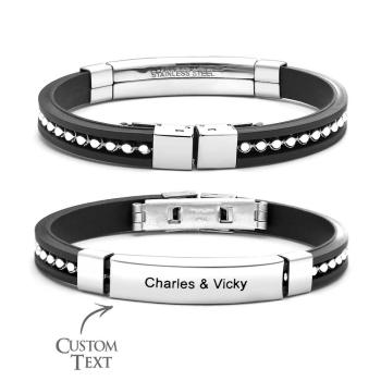 Bracelet Gravé Personnalisé À La Mode Brillant Rivet Bracelet Bijoux Cadeaux Pour Hommes - votrecollierprenomfr