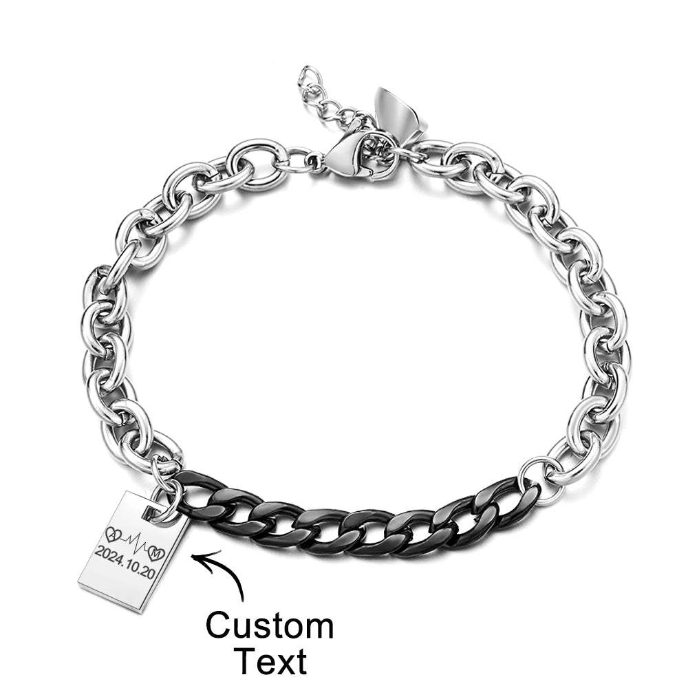Cadeau De Mode De Chaîne D'épissage De Bracelet Gravé Personnalisé - votrecollierprenomfr