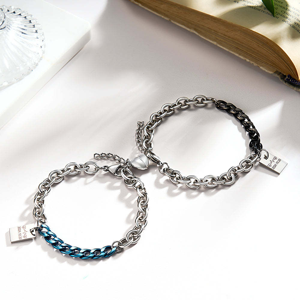 Cadeau De Mode De Chaîne D'épissage De Bracelet Gravé Personnalisé - votrecollierprenomfr