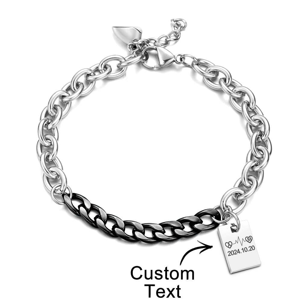 Cadeau De Mode De Chaîne D'épissage De Bracelet Gravé Personnalisé - votrecollierprenomfr