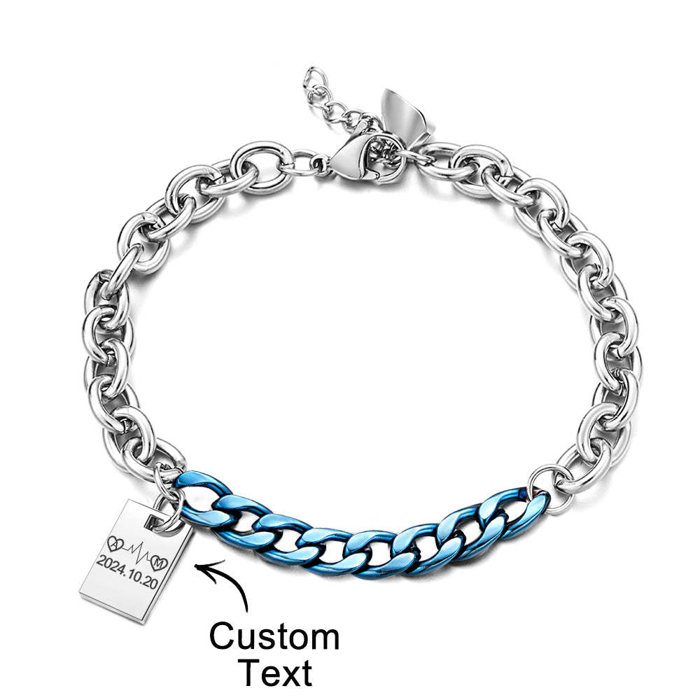 Cadeau De Mode De Chaîne D'épissage De Bracelet Gravé Personnalisé - votrecollierprenomfr