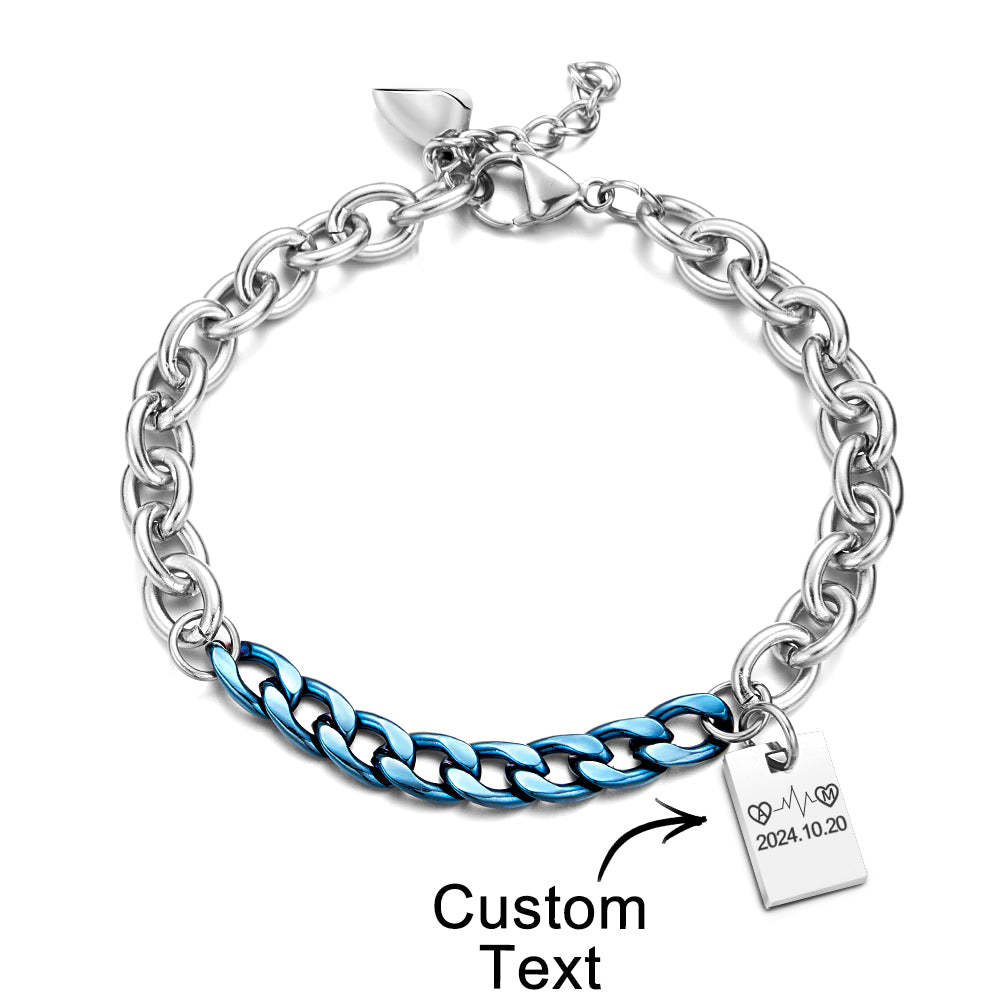 Cadeau De Mode De Chaîne D'épissage De Bracelet Gravé Personnalisé - votrecollierprenomfr