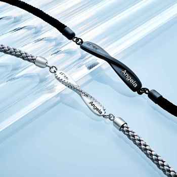 Bracelet Couple Mobius Gravé Bracelet Tressé Personnalisé Cadeaux Saint Valentin - votrecollierprenomfr