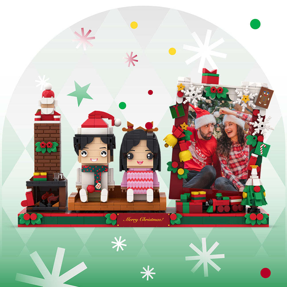 Fully Body Customizable 2 People Custom Brickheadz Merry Christmas Gift for Lover - soufeelus