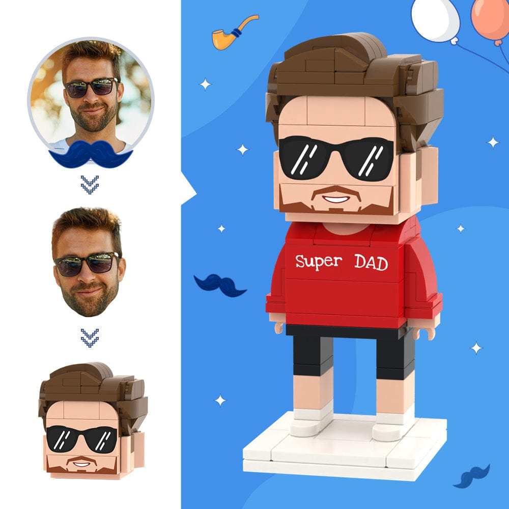Surprise Pour Papa, Figurines En Brique À Tête Personnalisée, Super Papa, Jouet En Blocs De Petites Particules - votrecollierprenomfr
