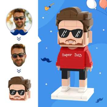 Surprise Pour Papa, Figurines En Brique À Tête Personnalisée, Super Papa, Jouet En Blocs De Petites Particules - votrecollierprenomfr
