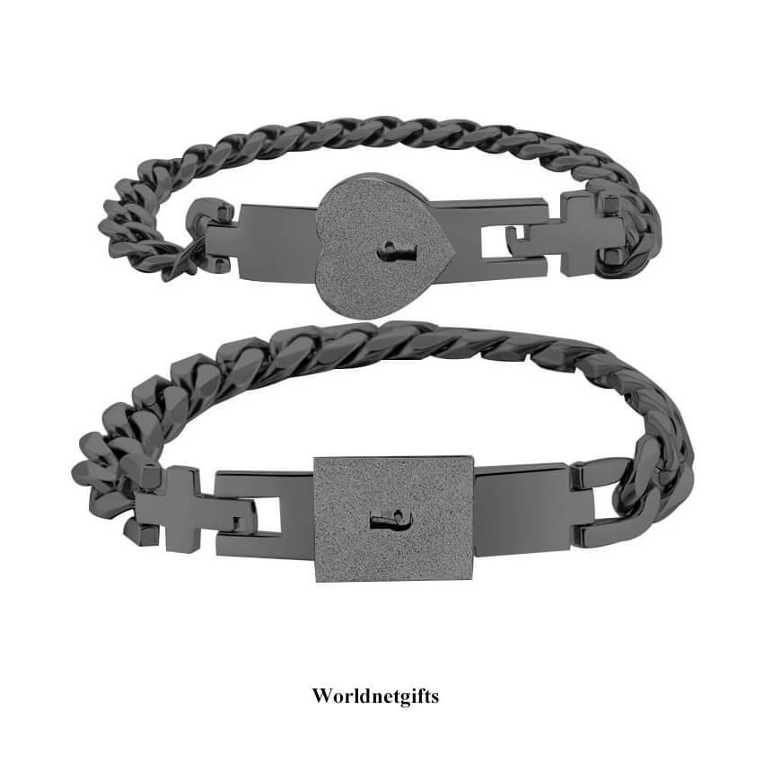 Bracelet Avec Serrure Et Clé, Cadeau De Saint-valentin Pour Les Couples - votrecollierprenomfr