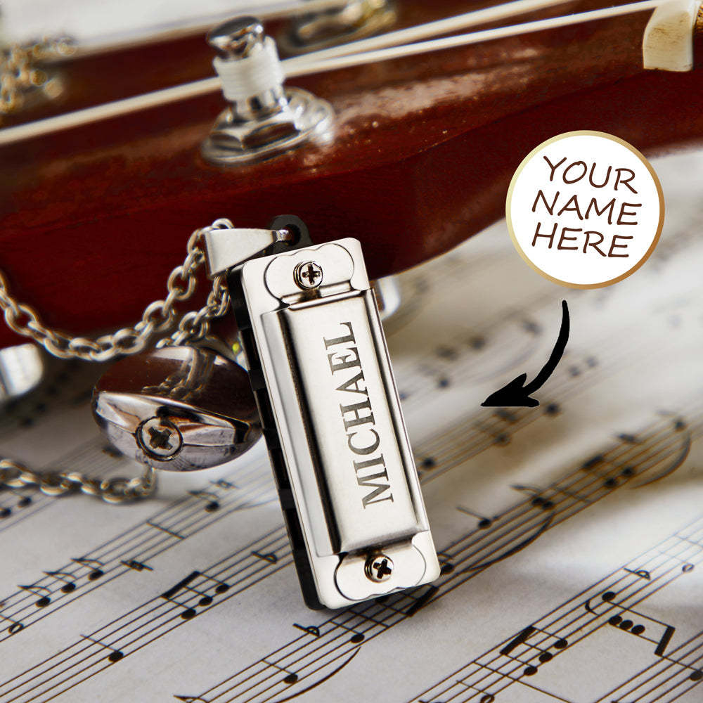 Custom Name Necklace, Custom Mini Harmonica Necklace, the Best Gift for Music Enthusiast