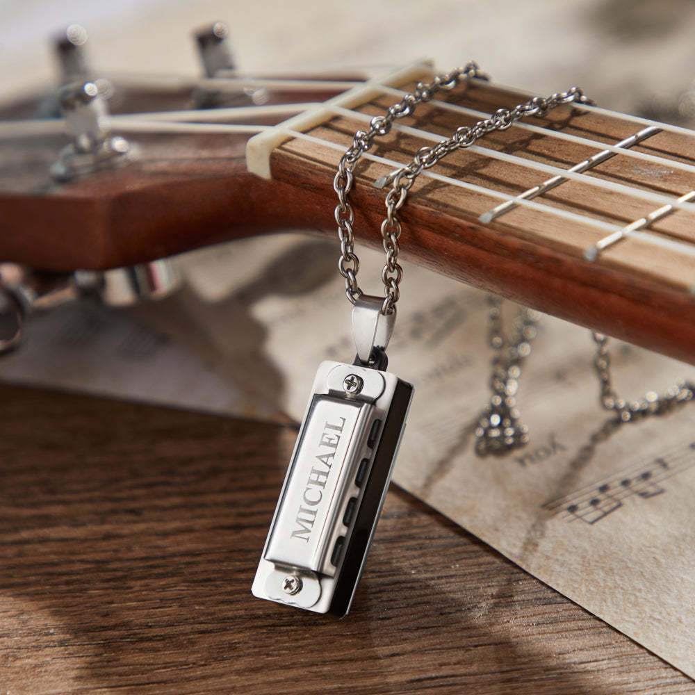 Custom Name Necklace, Custom Mini Harmonica Necklace, the Best Gift for Music Enthusiast