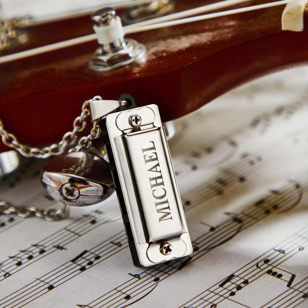 Custom Name Necklace, Custom Mini Harmonica Necklace, the Best Gift for Music Enthusiast
