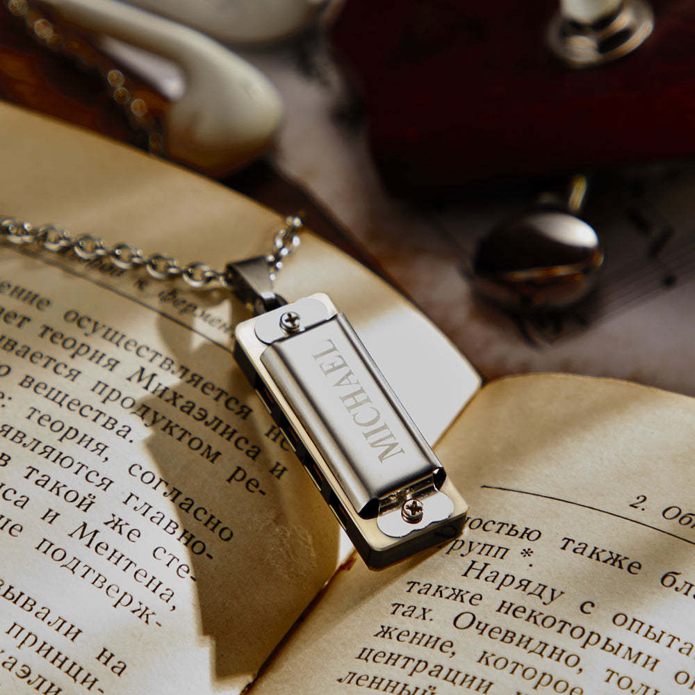 Custom Name Necklace, Custom Mini Harmonica Necklace, the Best Gift for Music Enthusiast