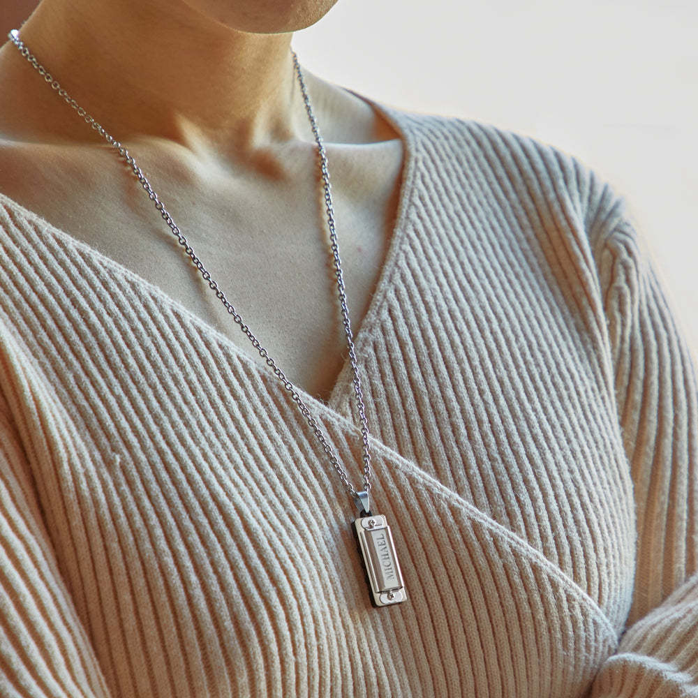 Custom Name Necklace, Custom Mini Harmonica Necklace, the Best Gift for Music Enthusiast