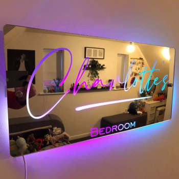 Panneau De Miroir Avec Nom Personnalisé, Miroir Lumineux Led Pour Chambre À Coucher - votrecollierprenomfr
