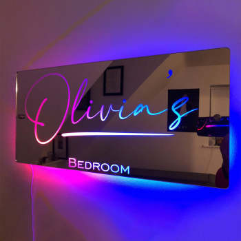 Panneau De Miroir Avec Nom Personnalisé, Miroir Lumineux Led Pour Chambre À Coucher - votrecollierprenomfr