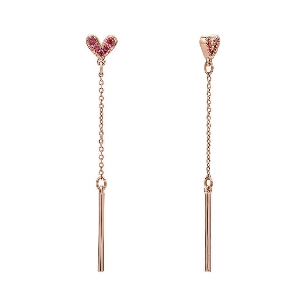 Rose Heart Drop Earrings Rose Gold Plated