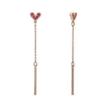 Rose Heart Drop Earrings Rose Gold Plated