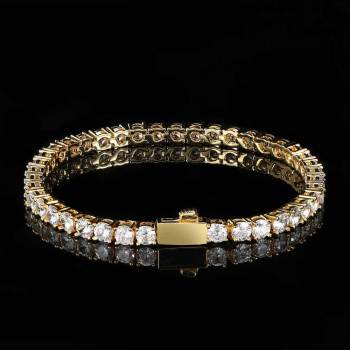 Bracelet De Tennis Classique En Or Style Hip Hop - votrecollierprenomfr