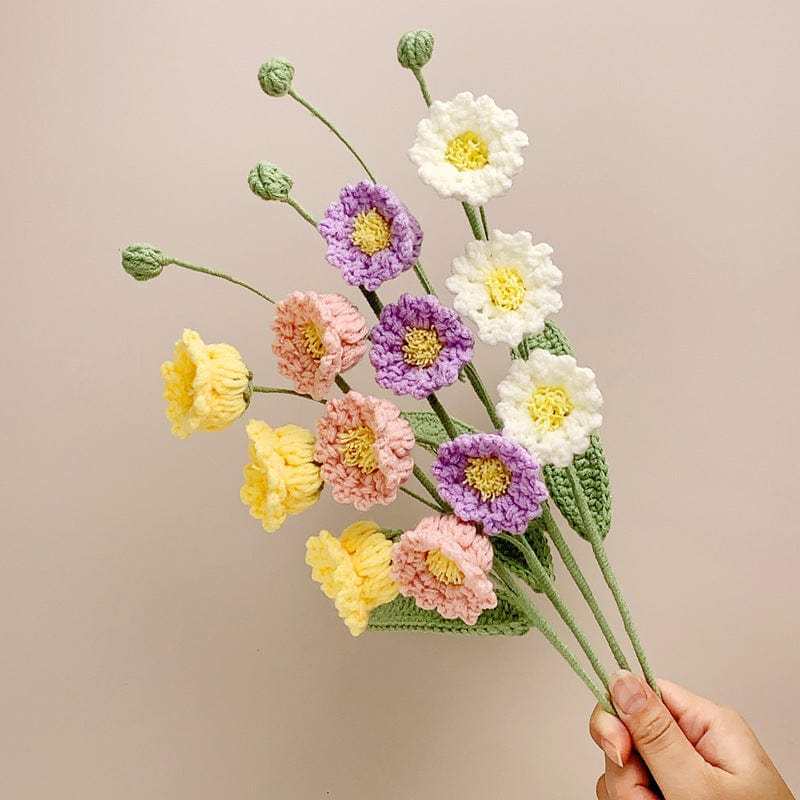 Fleur D'orchidée De Cloche Au Crochet Cadeau De Fleur Tricoté À La Main Pour Les Amoureux - votrecollierprenomfr