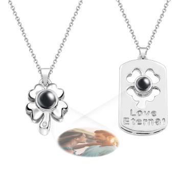 Collier Photo Projection Personnalisé Amour Éternel En Paires Cadeaux Couple - votrecollierprenomfr