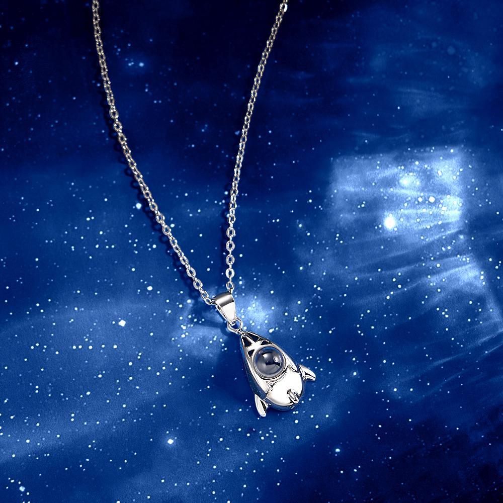 Collier Photo De Projection Personnalisé, Cadeaux D'anniversaire De Fusée Créative - votrecollierprenomfr