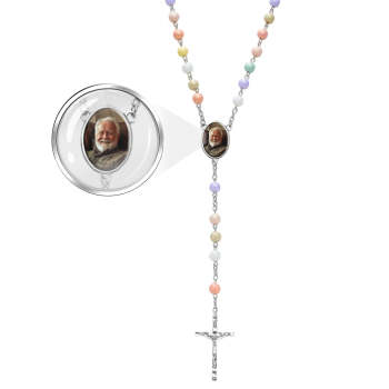 Collier De Perles De Chapelet Personnalisé, Collier De Perles De Couleur Acrylique Macaron Personnalisé Avec Photo - votrecollierprenomfr