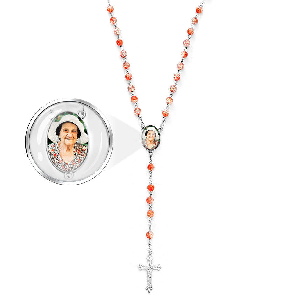 Collier De Perles De Chapelet Personnalisé, Collier De Perles D'explosion En Acrylique Personnalisé Avec Photo - votrecollierprenomfr