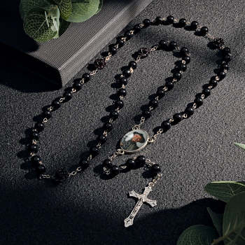 Chapelet Personnalisé En Perles, Collier Croisé, Collier De Perles D'imitation En Verre Personnalisé Avec Photo - votrecollierprenomfr