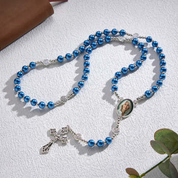 Chapelet Personnalisé En Perles D'imitation De Verre, Collier Croisé Personnalisé Rétro, Collier Creux Avec Photo - votrecollierprenomfr