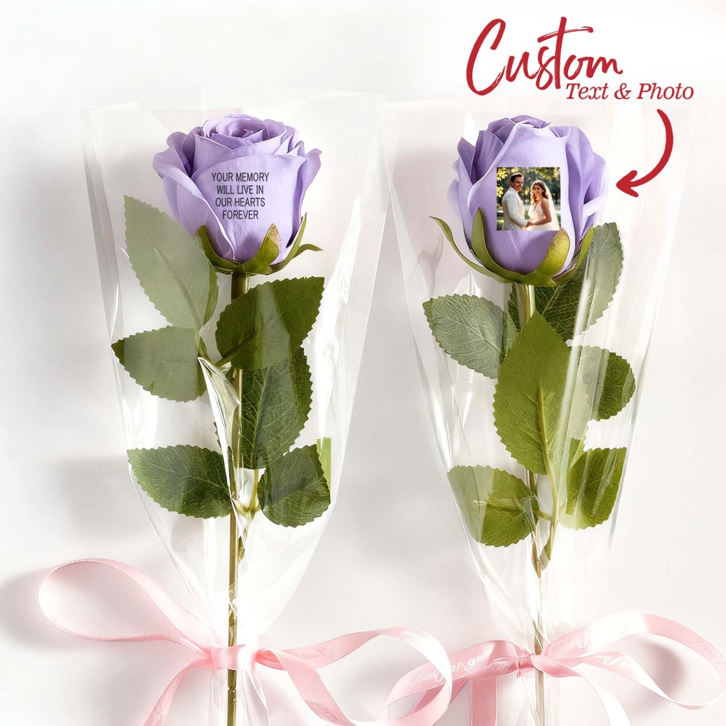 Magnifique Rose Personnalisée Avec Photo Et Texte : Le Cadeau Idéal Pour Les Couples. - votrecollierprenomfr