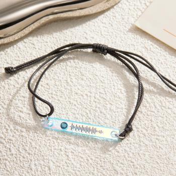 Code Spotify Scannable Bracelet De Couleur Dégradé Transparent Musique Personnalisée Laser Plaque Acrylique Colorée Bracelet Réglable Cadeau Pour Lui - votrecollierprenomfr