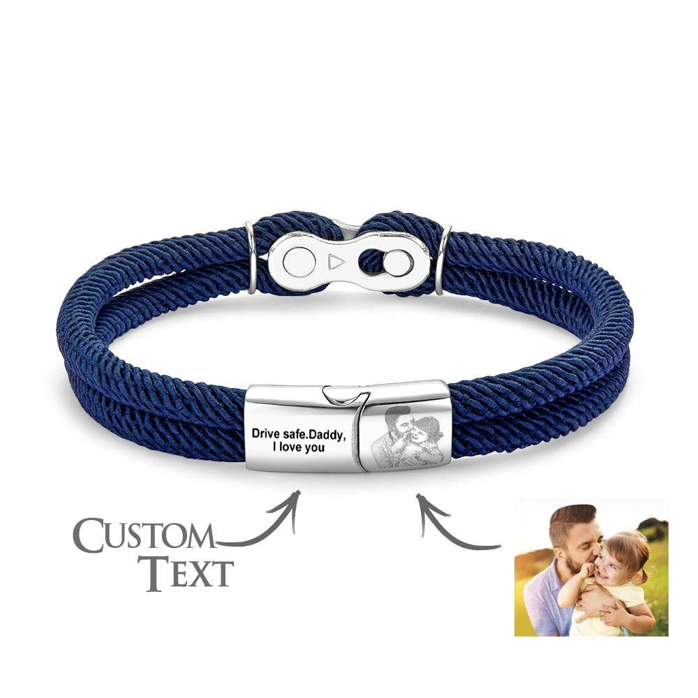 Bracelet Personnalisé Avec Texte Et Photo, Bracelet Élégant Et Personnalisé Pour Hommes - votrecollierprenomfr