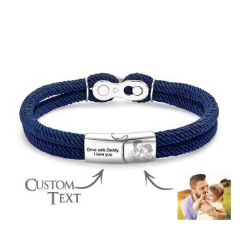 Bracelet Personnalisé Avec Texte Et Photo, Bracelet Élégant Et Personnalisé Pour Hommes - votrecollierprenomfr
