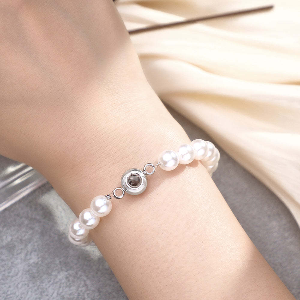 Bracelet De Projection Personnalisé, Chaîne De Perles, Cadeau Romantique - votrecollierprenomfr