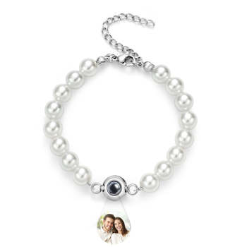 Bracelet De Projection Personnalisé, Chaîne De Perles, Cadeau Romantique - votrecollierprenomfr
