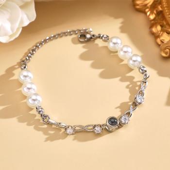 Bracelet De Projection Personnalisé Diamant Beau Cadeau De Perle - votrecollierprenomfr