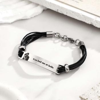 Bracelet En Cuir Avec Photo Personnalisée, Gravé, Réglable, Simple, Cadeaux Pour Hommes - votrecollierprenomfr