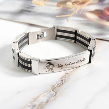 Bracelet Photo Personnalisé Avec Texte Bracelet Tendance Cadeau Fête Des Pères Pour Homme - votrecollierprenomfr