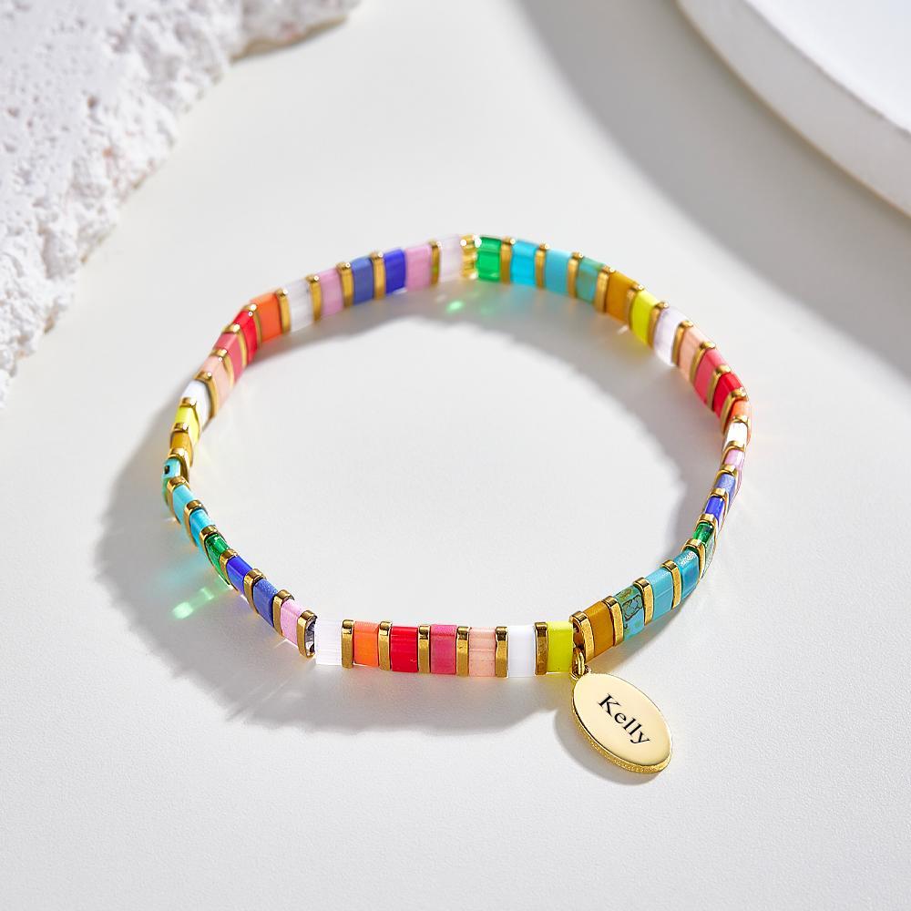 Bracelet De Perles Tila Personnalisé Avec Nom, Vintage, À La Mode, Cadeau - votrecollierprenomfr