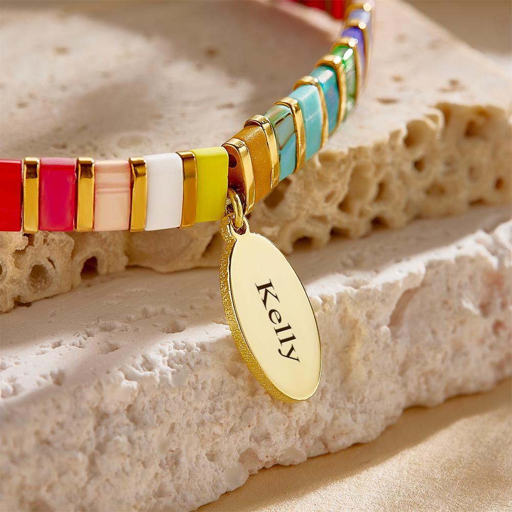 Bracelet De Perles Tila Personnalisé Avec Nom, Vintage, À La Mode, Cadeau - votrecollierprenomfr