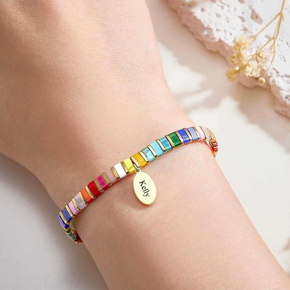 Bracelet De Perles Tila Personnalisé Avec Nom, Vintage, À La Mode, Cadeau - votrecollierprenomfr