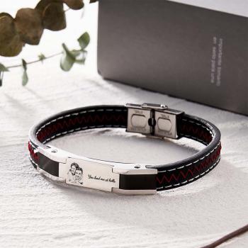 Bracelet Personnalisé Avec Photo Gravée, Cadeau En Cuir À La Mode Pour Hommes - votrecollierprenomfr
