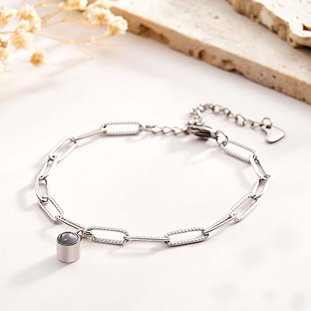 Bracelet De Projection Personnalisé Chaîne Unique Cadeau Simple Pour Elle - votrecollierprenomfr
