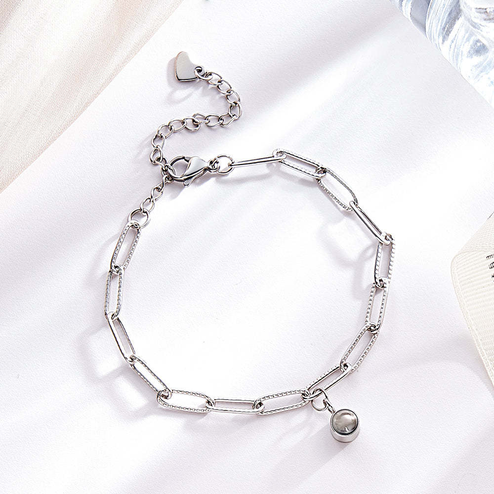 Bracelet De Projection Personnalisé Chaîne Unique Cadeau Simple Pour Elle - votrecollierprenomfr