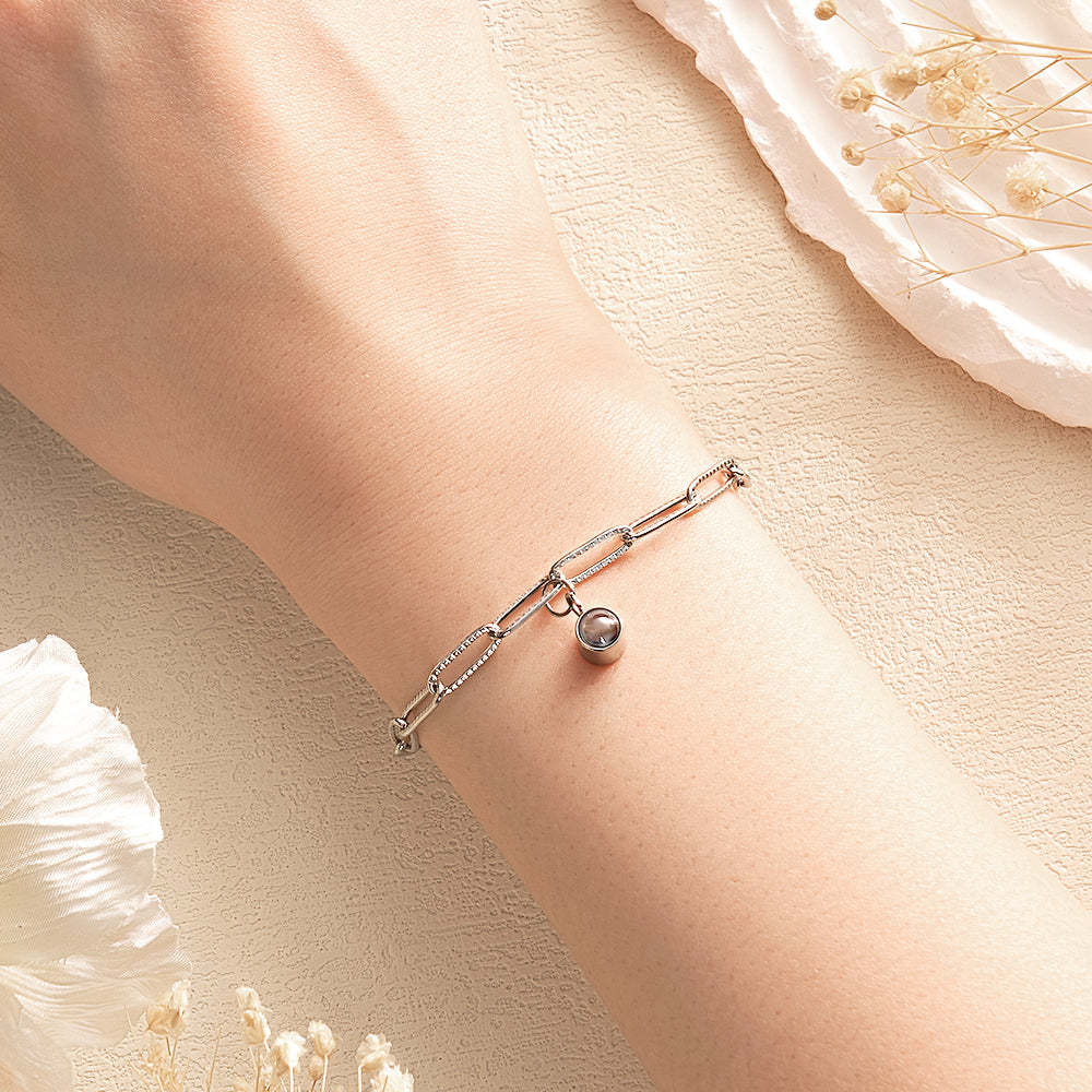 Bracelet De Projection Personnalisé Chaîne Unique Cadeau Simple Pour Elle - votrecollierprenomfr