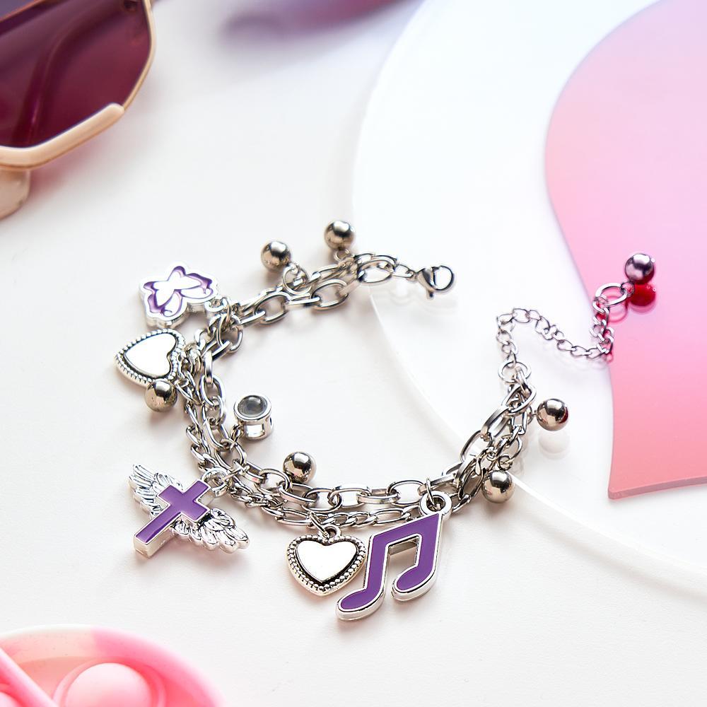 Bracelet De Projection Personnalisé Y2k Cadeau Créatif En Métal Pour Elle - votrecollierprenomfr
