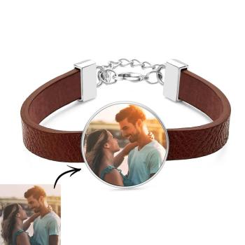 Bracelet En Cuir Avec Photo Rétro Pour Hommes, Cadeau De Fête Des Pères - votrecollierprenomfr